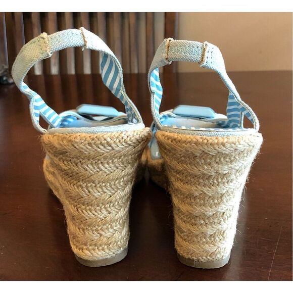 GITANO - NWT - L Sz 7.5 Lt. Blue Canvas Espadrilles. Jute-Wrapped 4” Heels CUTE - Picture 12 of 16
